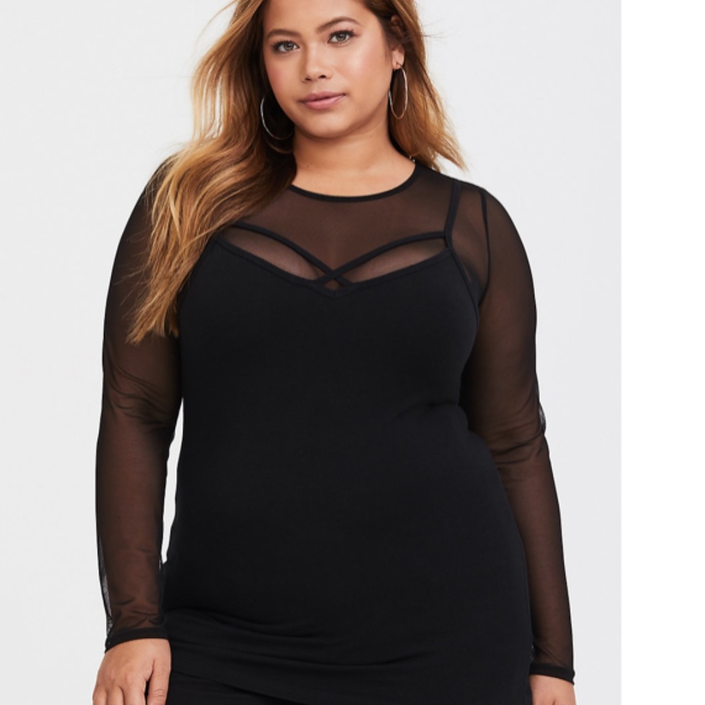 TORRID BLACK MESH UNDER-IT-ALL CROP TOP - Picture 2 of 5